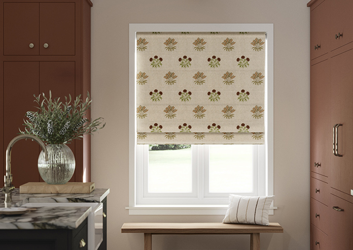 William Morris At Home Lily Flower Embroidery, Madder - Roman Blind - Image 3